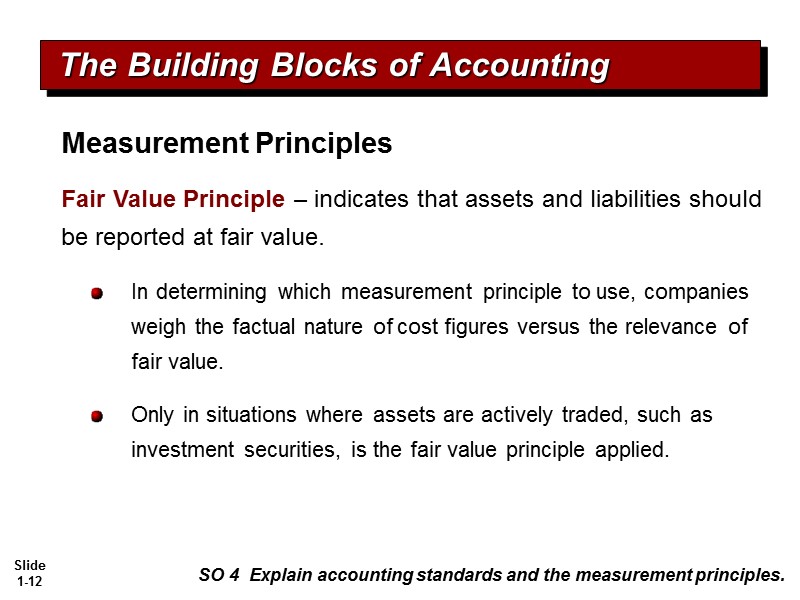 Fair Value Principle – indicates that assets and liabilities should be reported at fair